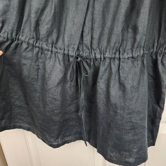 Chelsea & Theodore Linen Top Embroidered Drawstring Black Blouse Tunic XL - Picture 13 of 13